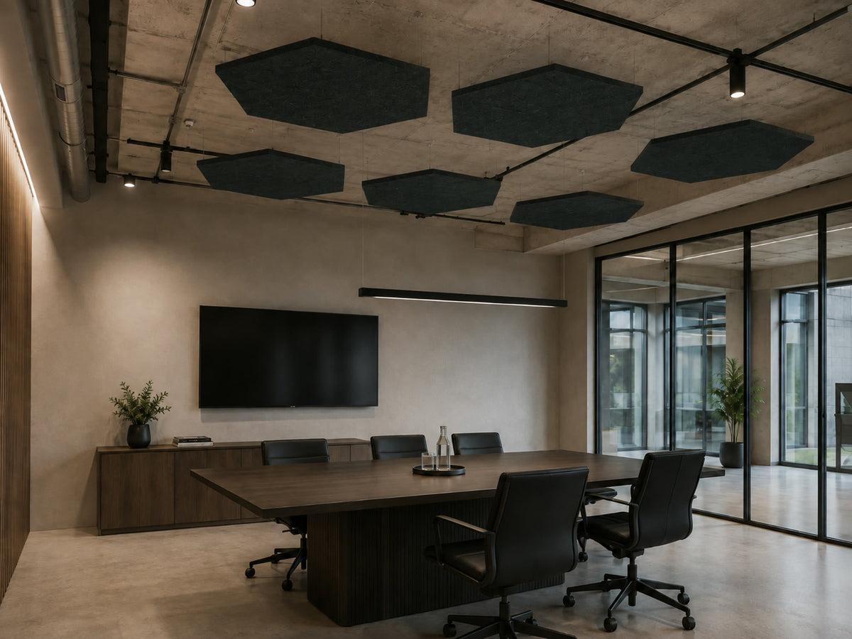 Form Hexagon acoustic panels, 12mm — suspended installation