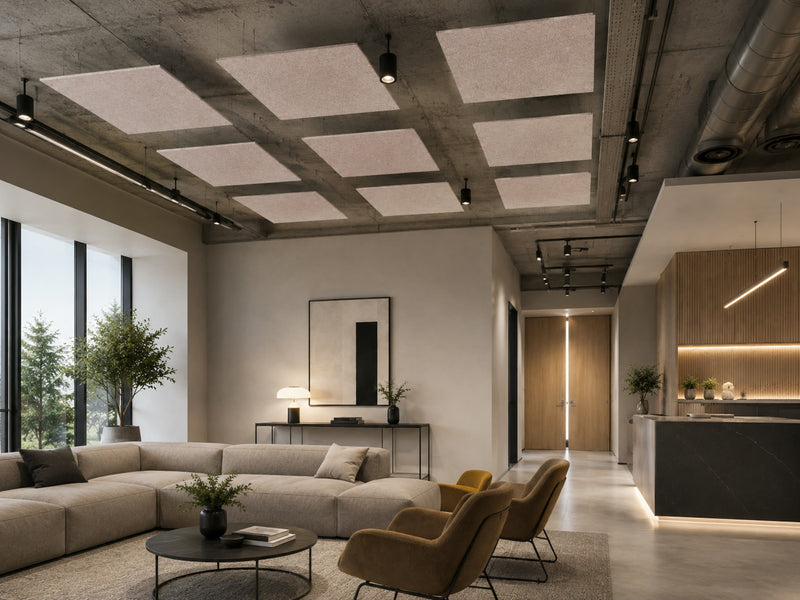 Form Square acoustic panels, 12mm — suspended installation